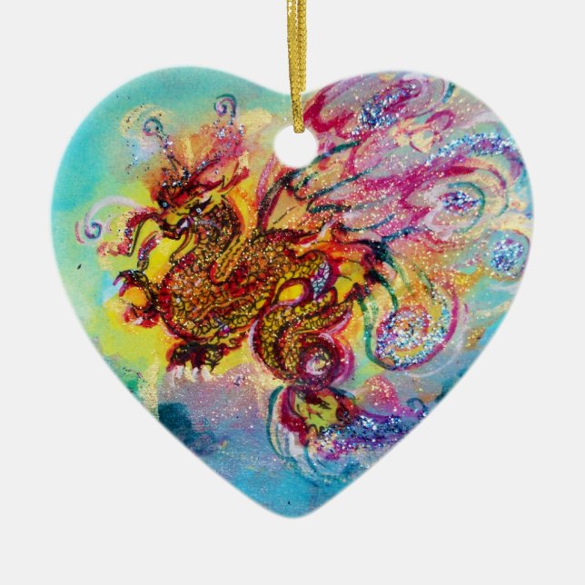 SEA DRAGON Heart Ceramic Ornament (Front)