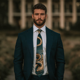 Sea Dragon Leviathan Navy Gold Formal Tie