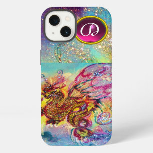 SEA DRAGON PINK PURPLE GEM STONE MONOGRAM iPhone CASE