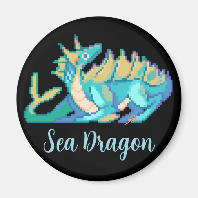 Sea Dragon Pixel art Magnet (Front)