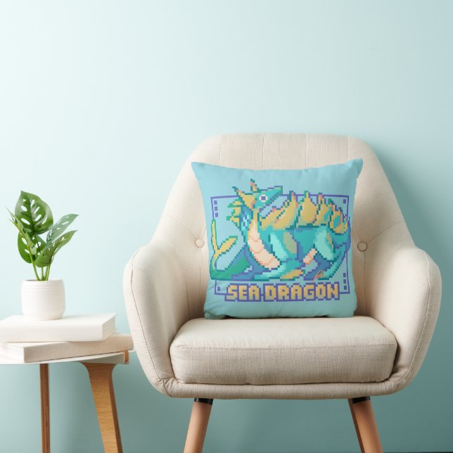 Sea Dragon, Pixel Art, Pixel Art Cushion (Chair)