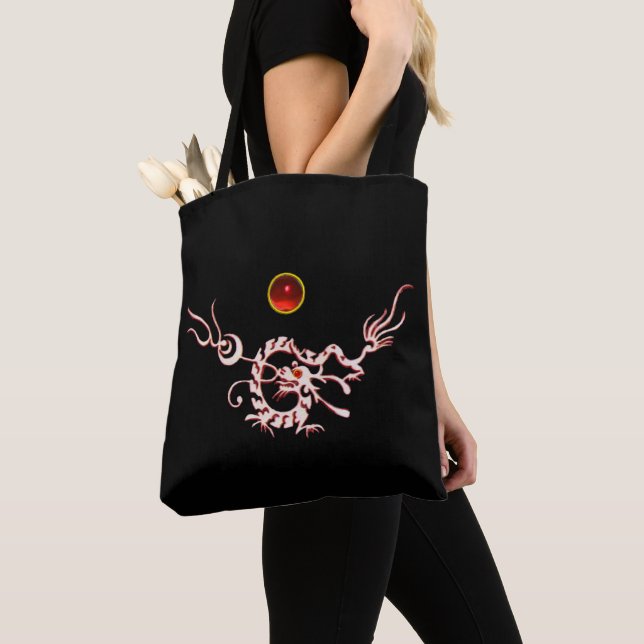 SEA DRAGON RUBY, black and white red Tote Bag (Close Up)