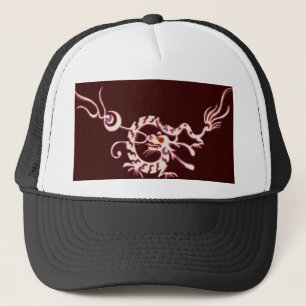 SEA DRAGON RUBY, black and white red Trucker Hat