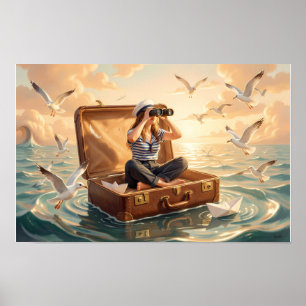 Sea Dreamer in a Floating Suitcase Poster