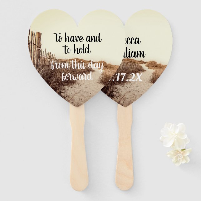Sea Dunes To Have and Hold Wedding Fans (Front and Back)