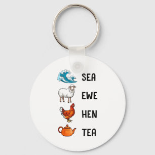 Sea Ewe Hen Tea Funny Joke Saying Quote Men Women  Key Ring