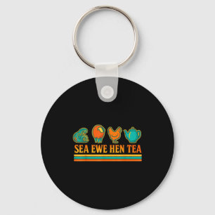Sea Ewe Hen Tea Funny Pun Saying Retro Style Key Ring