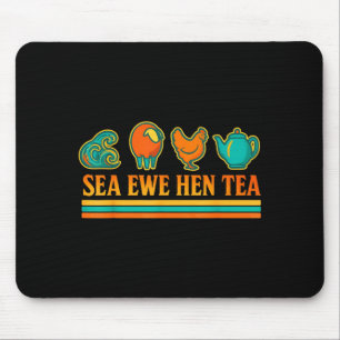 Sea Ewe Hen Tea Funny Pun Saying Retro Style Mouse Pad