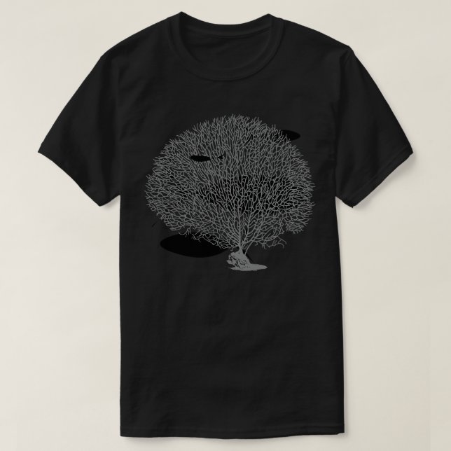 Sea Fan Coral With Abstract Fish T-Shirt (Design Front)