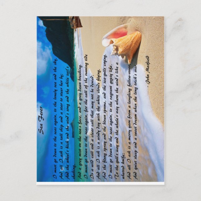 Sea Fever by: John Masefield Postcard (Front)