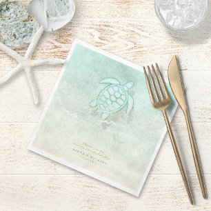 Sea Foam Beach Wedding Thank You ID837 Napkin