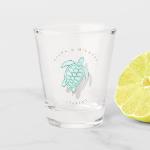 Sea Foam Beach Wedding Turtle ID837 Shot Glass