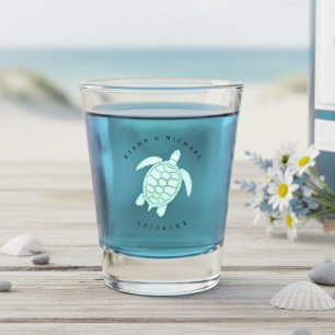 Sea Foam Beach Wedding Turtle ID837  Shot Glass