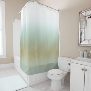 Sea Foam Gold White Elegant Beach Modern Coastal Shower Curtain