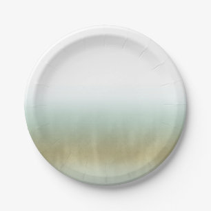 Sea Foam Gold White Elegant Beach Modern Wedding Paper Plate