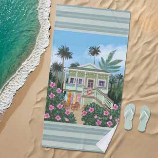 Sea Foam Green Beach House Beach Towel