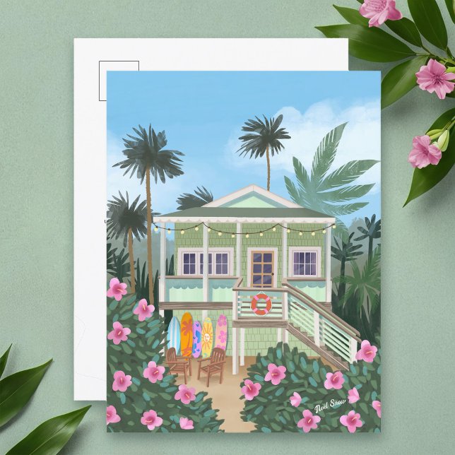 Sea Foam Green Beach House Postcard (Creator Uploaded)