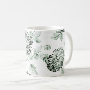 Sea Foam Green & White Vintage Floral Toile No.2 Coffee Mug