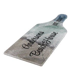 Sea Foam Ocean Waves Family Name Keepsake Cutting Board