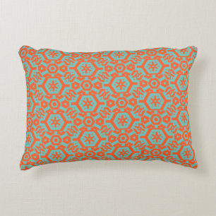 Sea foam Orange Geometric 4Ophelia Decorative Cushion
