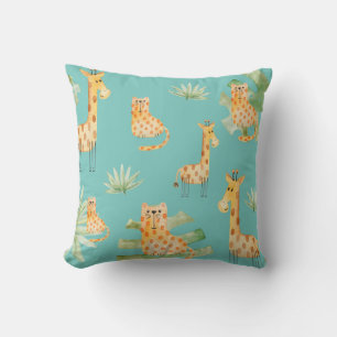 Sea Foam Sage Boy   Jungle Safari Animals Nursery Cushion