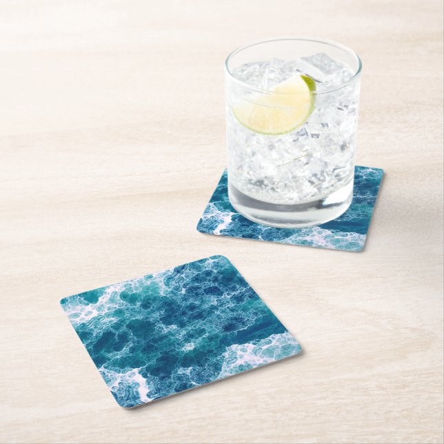 Sea Foam   Square Paper Coaster (Insitu)