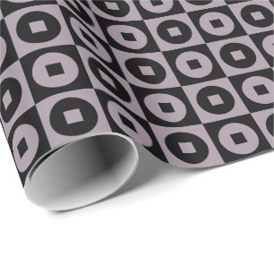 Sea Fog Purple and Black Square Circle Wrapping Paper