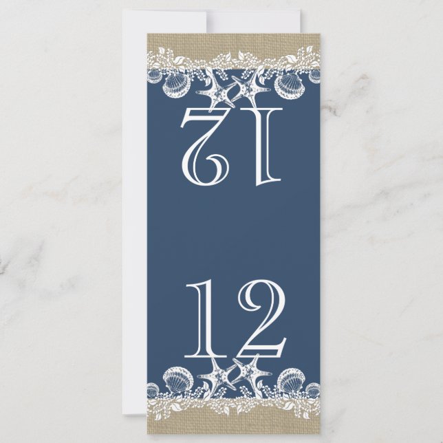 Sea Garland Beach Theme Design Table Number (Front)