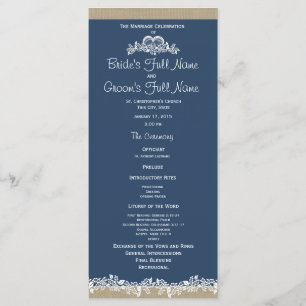 Sea Garland Navy Blue Wedding Program