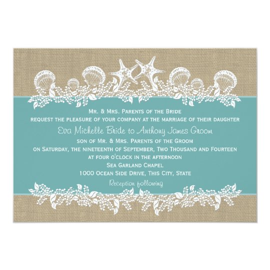 Sea Garland Teal Wedding Card