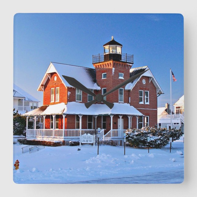 Sea Girt Lighthouse, New Jersey Square Wall Clock (Front)