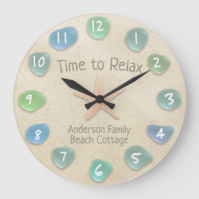 Sea Glass and Sand Large Clock (Front)