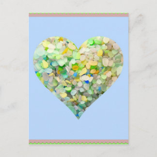 Sea Glass Aqua Heart Postcard