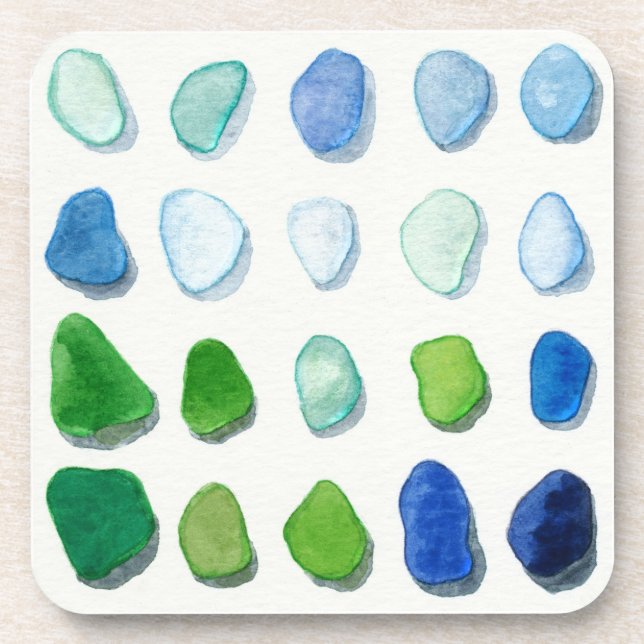 Sea glass, beach glass art coasters (Front)