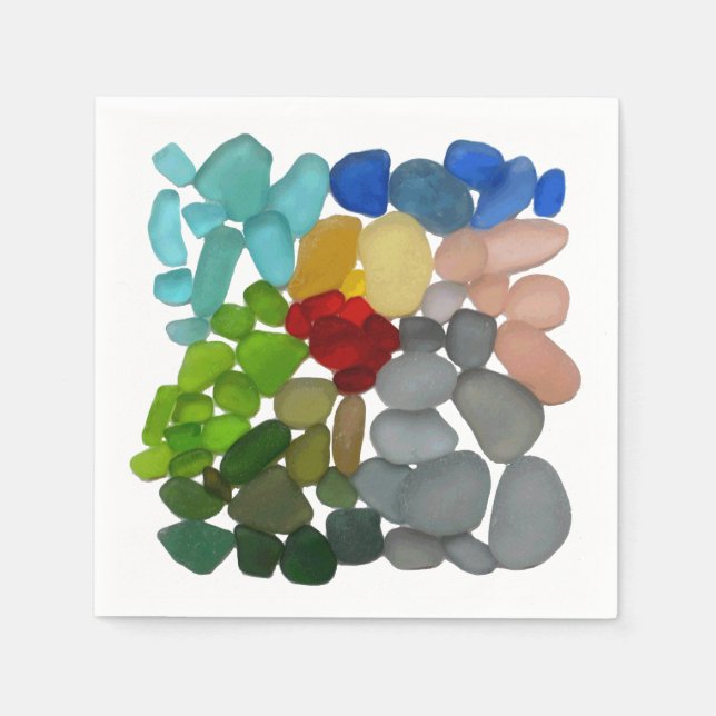 Sea glass, beach glass art photo napkins (Front)
