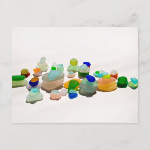 Sea glass, beach glass bright rainbow post card