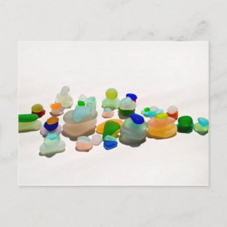 Sea glass, beach glass bright rainbow post card
