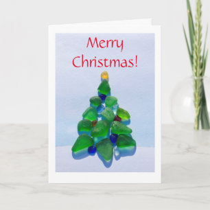 Sea glass, beach glass Christmas Holiday card