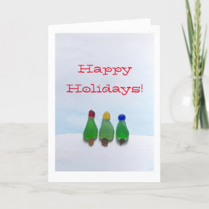 Sea glass, beach glass Christmas Holiday card
