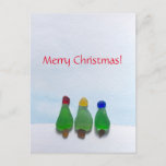 Sea glass, beach glass Christmas post card<br><div class="desc">This is a photo of genuine sea glass on a watercolor illustration background.  You customise the message on the front of the postcard if you'd like. This image is available on other products in my Zazzle store.</div>