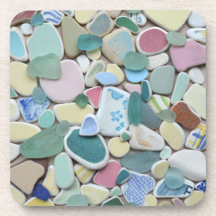 Sea glass, beach glass pottery photo coasters