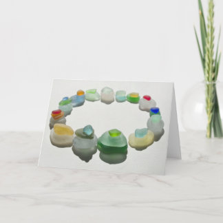 Sea glass, beach glass, rare colours, blank card
