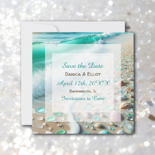 Sea Glass Coastal Photo Wedding Save The Date