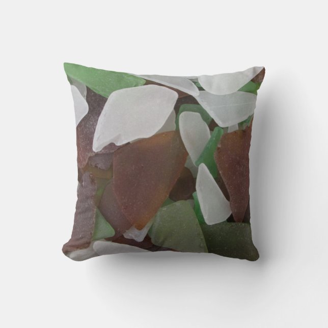 Sea Glass Collection Photo Earth Tone Beach Cushion (Front)