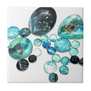 Sea glass colours flowers and bling  ceramic tile