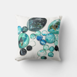 Sea glass colours flowers and bling  cushion