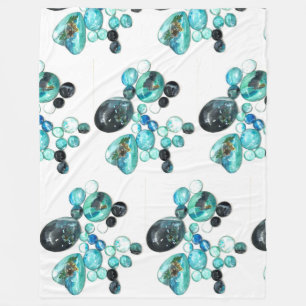 Sea glass colours flowers and bling  fleece blanket