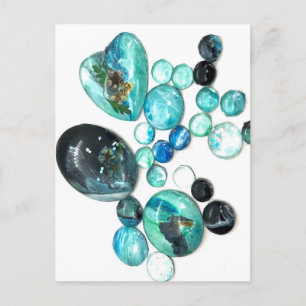 Sea glass colours flowers and bling  postcard