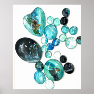 Sea glass colours flowers and bling  poster