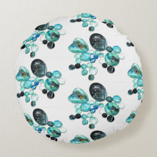 Sea glass colours flowers and bling  round cushion